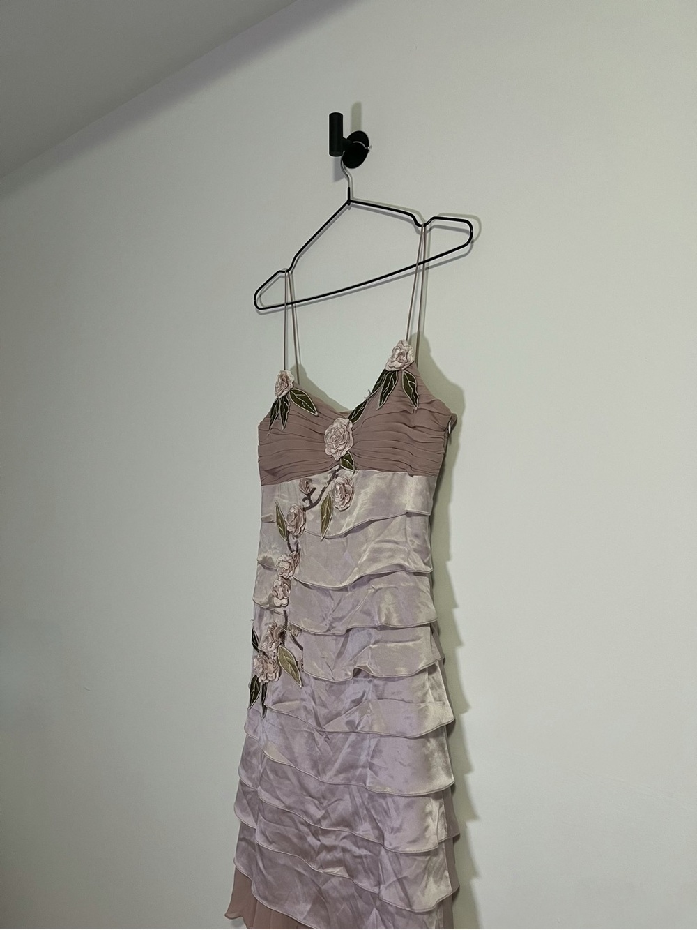 vintage silk floral embroidered and beaded midi dress